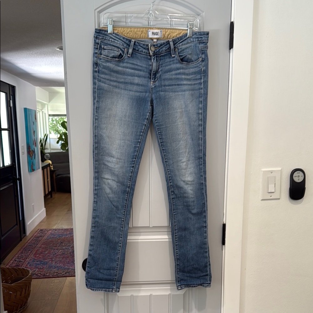 PAIGE Blue Skinny Jeans with Subtle Fading